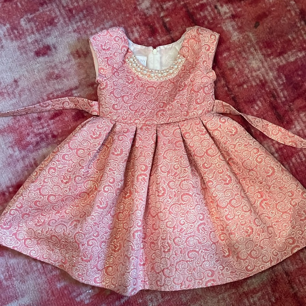 Pink party brocade dress toddler